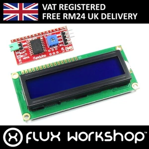 16x2 Blue LCD with Funduino I2C Interface MB-063 1602 HD44780 Flux Workshop - Picture 1 of 6