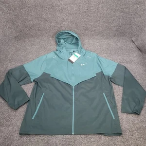 Nike Jacket Mens Extra Large Green Zip Windbreaker Running Hoodie Repel UV 40+ - Picture 1 of 20