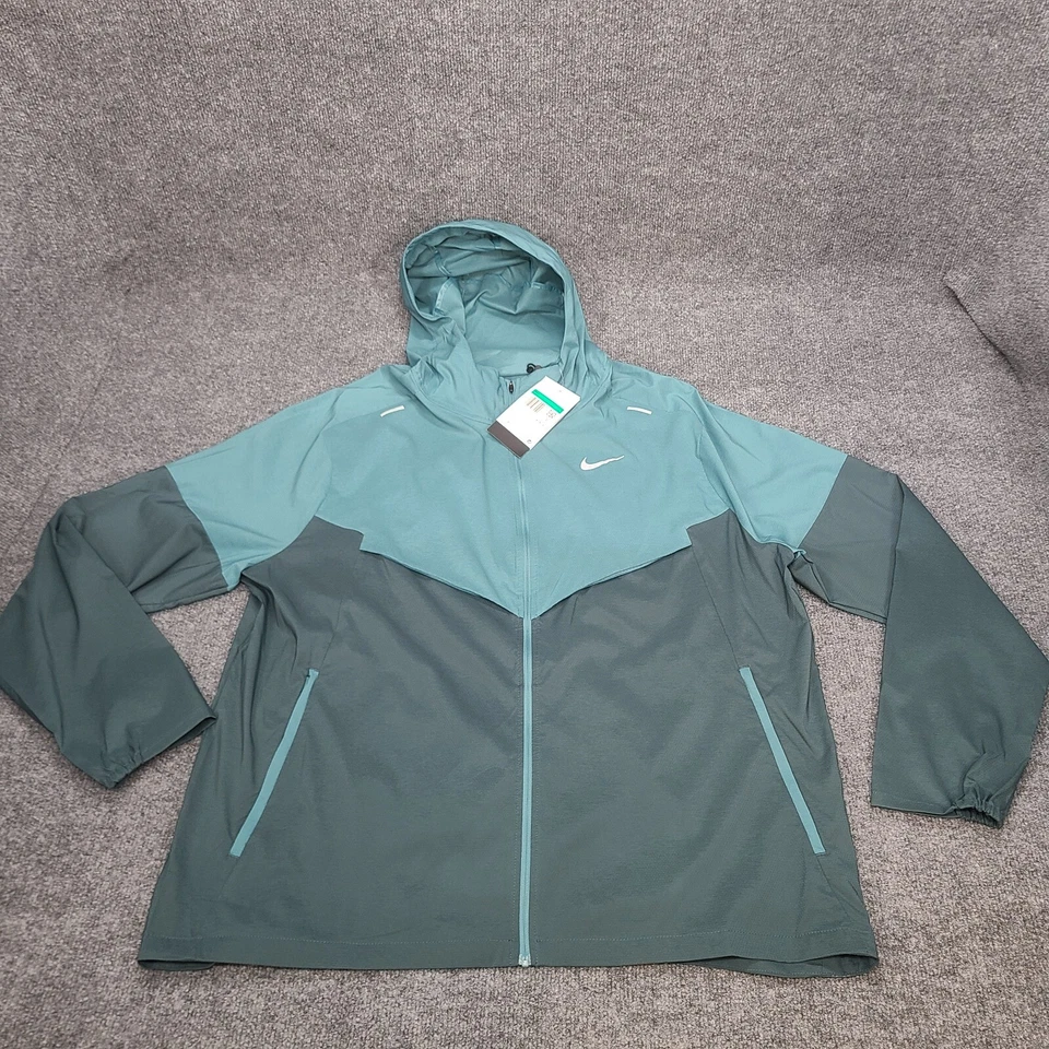 Nike Mens Repel UV Windrunner Hooded Running Jacket Mens XL Teal CZ9070-379