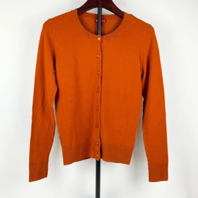 Merona 毛衣女式 S 码长袖纽扣开衫紧身针织橙色 — 第 1/4 张图片