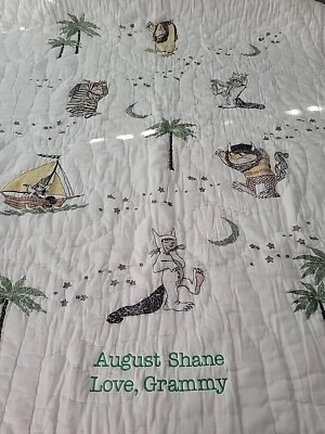 Pottery Barn Kids Where The Wild Things Are Quilt 36x50 Monogrammed See Pictures - Image 1 of 4