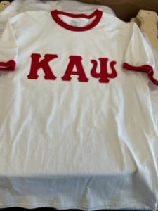 T-shirt manica corta Kappa Alpha Psi bianca/rossa con anelli taglia L (42"-44") - Foto 1 di 2