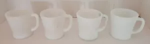 4 VTG Fire King White Mugs Restaurant Ware Coffee Cups ~Anchor Hocking~ D Handle - Picture 1 of 8
