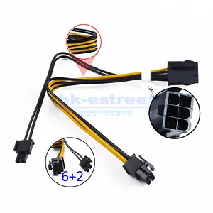 6-pin to 8-pin (6+2) PCI Express GPU Graphics Card Power Cable PCIE 18AWG - Picture 1 of 12