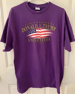 Trump Shirt 45th President Purple XLarge Flag Short Sleeve Print - Picture 1 of 4