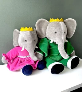 Vintage Gund Babar The Elephant & Queen Celeste Jumbo Plush Soft Toys 16” - Picture 1 of 10