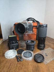 Minolta SRT-202 35mm MC Rokkor-X Lens Accessories 3 Lenses, Case + Filters, Flas - Picture 1 of 20
