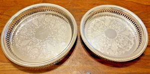 Canadian Viking Silver Plated Gallery Trays - Graduated Pair - 25.5cm + 23cm - Bild 1 von 4