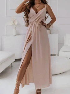 Honey Tied Surplice Sleeveless Midi Cami Dress - Picture 1 of 8