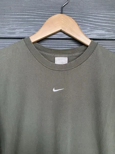 Vintage Y2K Nike Center Swoosh T-Shirt Langarm Gr. XL Grün Herren Bestickt - Bild 1 von 8