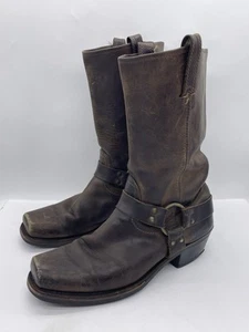 Frye Harness 12R Brown Leather Square Toe Biker Boots 611038-700 Size 11 M - Picture 1 of 24