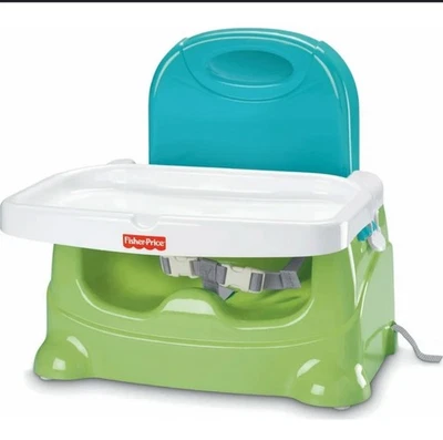 Asiento elevador Fisher-Price Healthy Care azul verde silla de comedor para niños pequeños NUEVO Foto 1 de 4
