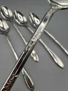 5 Antique Silver Plate Ice Tea Spoons New England Silverplate Rosemary 1919 - Picture 1 of 10