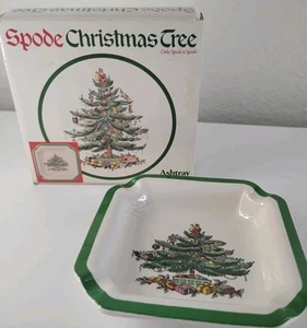 SPODE CHRISTMAS tree ASHTRAY TRINKET DISH HOLIDAY TABLEWARE ENGLAND - Picture 1 of 4