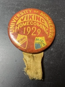 1929 University of Minnesota Viking / Michigan Homecoming Button Pin Pinback - Picture 1 of 5