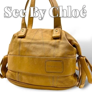 SEE BY CHLOE Leather Side Ribbon Tote Bag Large Capacity Casual Used From Japan - Picture 1 of 8