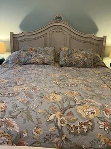 Pottery Barn Vanessa Floral Duvet Cover And 2 Standard Sham King Cotton Linen - Picture 1 of 9