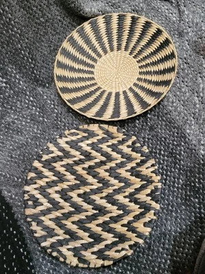 Cesta de pared tejida colgante cesta de pared boho hierba marina natural Foto 1 de 4