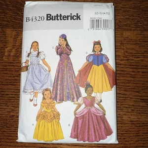 Butterick 4320 Child Costumes Dorothy Snow White Antebellum Cape Sz 2-5 Uncut - Picture 1 of 2