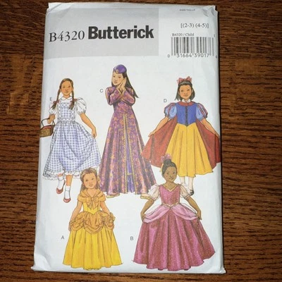 Butterick 4320 Child Costumes Dorothy Snow White Antebellum Cape Sz 2-5 Uncut - Image 1 of 2
