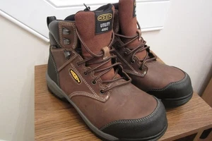 Stivali da lavoro Keen Utility uomo Evanston 6" WP 400G 7D pelle marrone punta di sicurezza - Foto 1 di 20