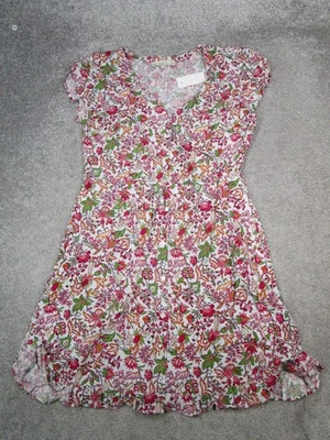 Loft Dress Womens 6 White Green Red Floral New - Изображение 1 из 4