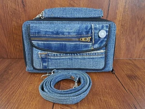 Upcycled Levi’s Denim Crossbody Wallet Bag Vintage Y2K Handmade Jean Purse - Picture 1 of 15
