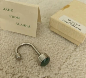 Vintage Sterling Silver & Jade Tool ? Jewelry 8.6 Grams Made Alaska Original Box - Picture 1 of 6