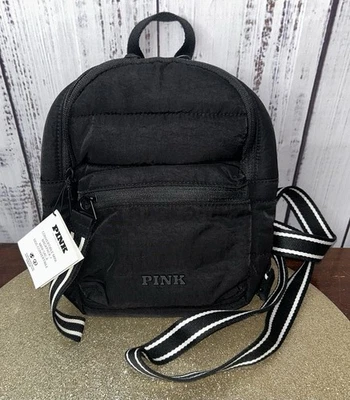 Victoria's Secret 粉色迷你可调式背包黑色全新带标签 — 第 1/4 张图片