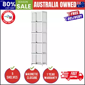 Display Cabinet Slim 5-Tier Shelves Clear White - Picture 1 of 9