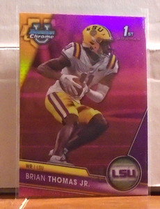2023 Bowman University Chrome Football: Pink Refractor: Brian Thomas Jr.-LSU