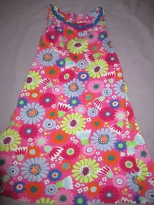 euc Hanna Andersson bold floral shift dress girls 120 6X - 7 free ship USA - Picture 1 of 2