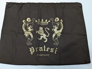 Pratesi Firenze Storage Dust Bag Brown & Gold Drawstring 11.5 in x 13 in - Picture 1 of 4