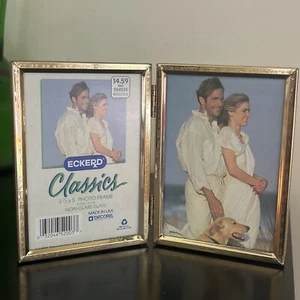 Vintage Doppelrahmen Foto Bild Halter aufklappbar zweifach faltbar 3,5 x 5" blendfreies Glas - Bild 1 von 4