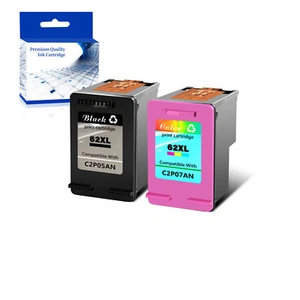 Black Colour Ink Cartridge 62XL Compatible with HP ENVY 5547 Officejet 5745 5740 - Zdjęcie 1 z 12