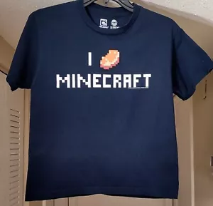 🔥 Official Minecraft Blue Cotton Boys Graphic Logo T-Shirt Small /Medium - Picture 1 of 5