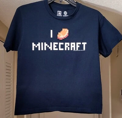 🔥 Official Minecraft Blue Cotton Boys Graphic Logo T-Shirt Small /Medium - Image 1 of 4