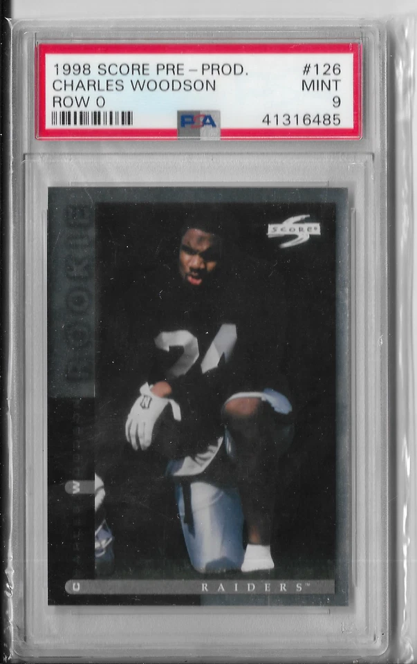 Tarjeta RC #126 PSA 9 como nueva 1998 puntaje fila de preproducción 0 Charles Woodson novato Foto 1 de 1