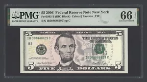 United States-Federal Reserve 5 Dollars 2006 Fr#1993-B (IBC Block) UNC Grade 66 - Picture 1 of 2