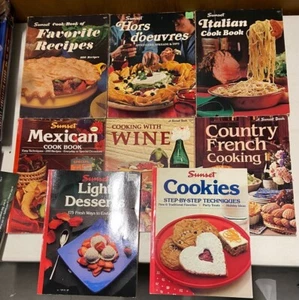 Lot of 8 Sunset Cookbooks Illustrated Paperback Baking General Cooking Recipes - Picture 1 of 11