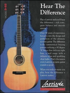 Larrivee Model D-05 Akustikgitarre Anzeige 1998 Werbung 8 x 11 Druck - Bild 1 von 3