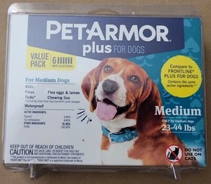 PetArmor Plus for Medium Dogs 23-44 lbs Tick Lice Fleas 6 Pack - Picture 1 of 2