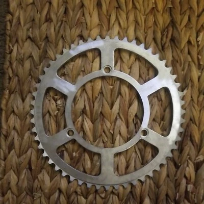 [vvV] Plato 116 mm BCD 52T 3 pernos plateado vintage  Foto 1 de 4