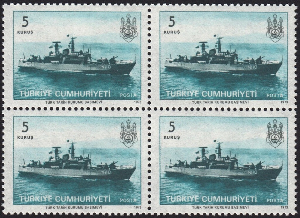 ARMADA TURCA = BARCO MILITAR = MNH Bloque de 4 sellos, TURQUÍA [W02] Foto 1 de 1