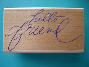 Hello Friend, Phrase in Pretty Cursive HERO ARTS Rubber Stamp - Picture 1 of 2