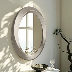 Large Swirl Baroque Wall Mount Mirror Streamlined Oval Decorative Accent Mirror - Picture 1 of 10