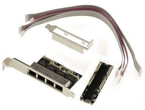 Carte M2 4 ports réseau LAN gigabit Ethernet pour port M.2 PCIe RTL8111H - Photo 1/4