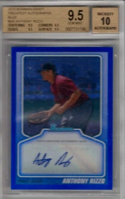 2010 Bowman Draft Prospect AUTOGRAPHS Blue Anthony Rizzo RC BGS 9.5 POP 18 - Image 1 of 2