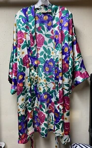 Vintage Solange Floral Satin Robe Size 14/20 - Picture 1 of 4