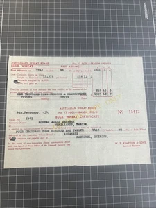 VINTAGE DOCUMENT W S KIMPTON & SONS NAGAMBIE MELBOURNE  1950s WHEAT BOARD - Picture 1 of 5